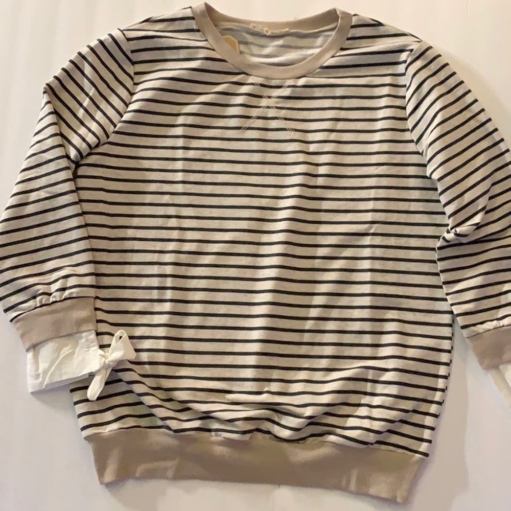 SOLD! NEW Copper Key Striped Bow Cuff Pullover